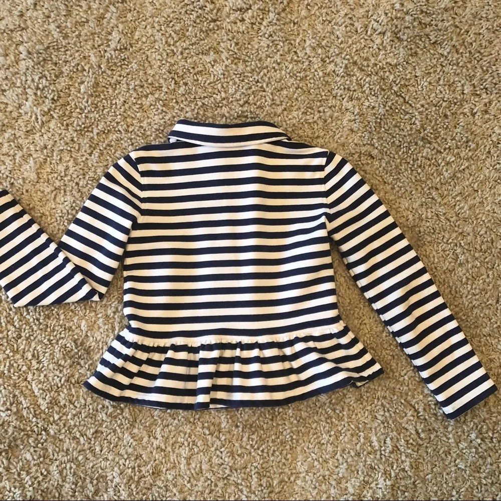 Gymboree Navy and White Striped Peplum Jacket with Pink Trim